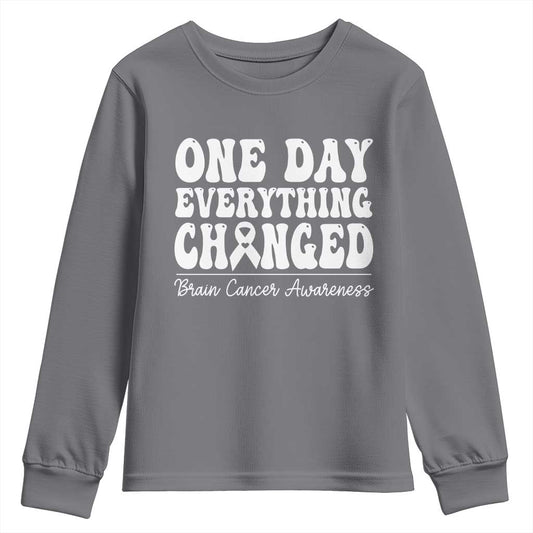 Brain Cancer Support Youth Sweatshirt Fight Brain Tumor Cure Groovy