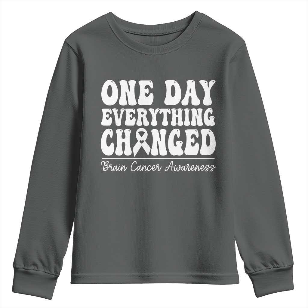 Brain Cancer Support Youth Sweatshirt Fight Brain Tumor Cure Groovy