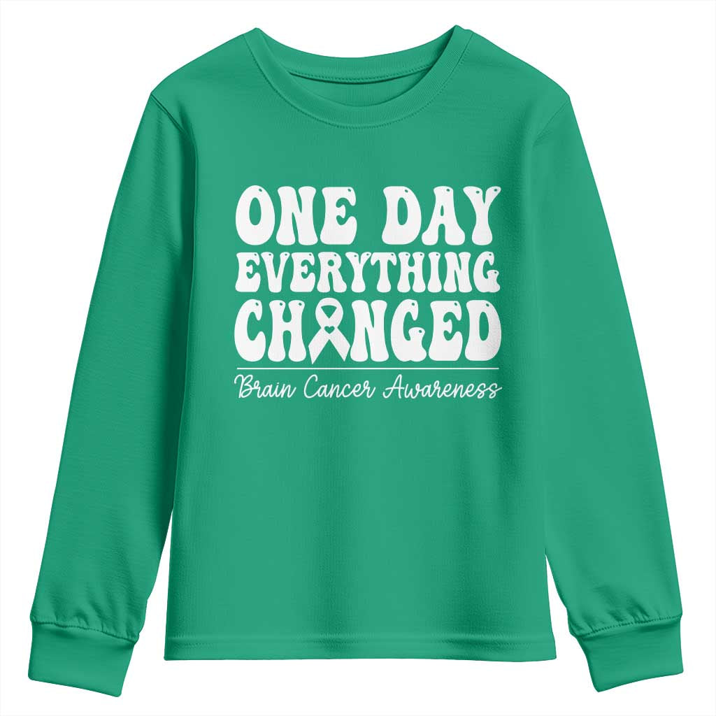 Brain Cancer Support Youth Sweatshirt Fight Brain Tumor Cure Groovy