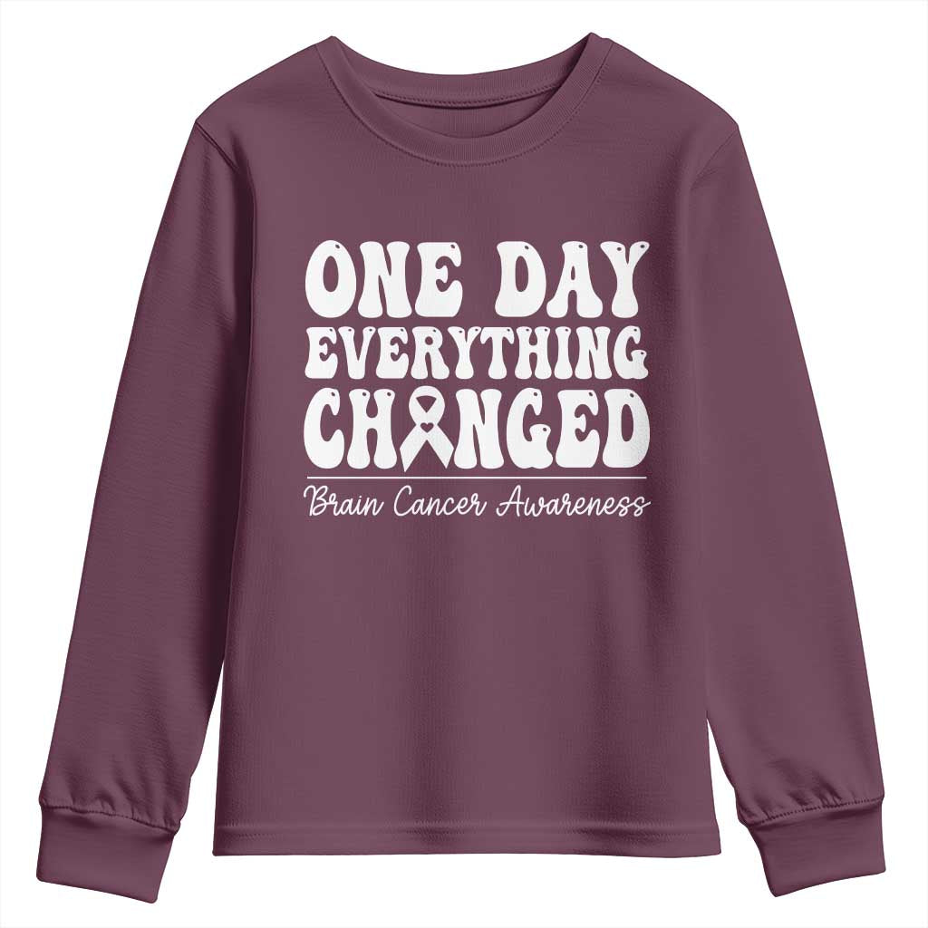 Brain Cancer Support Youth Sweatshirt Fight Brain Tumor Cure Groovy