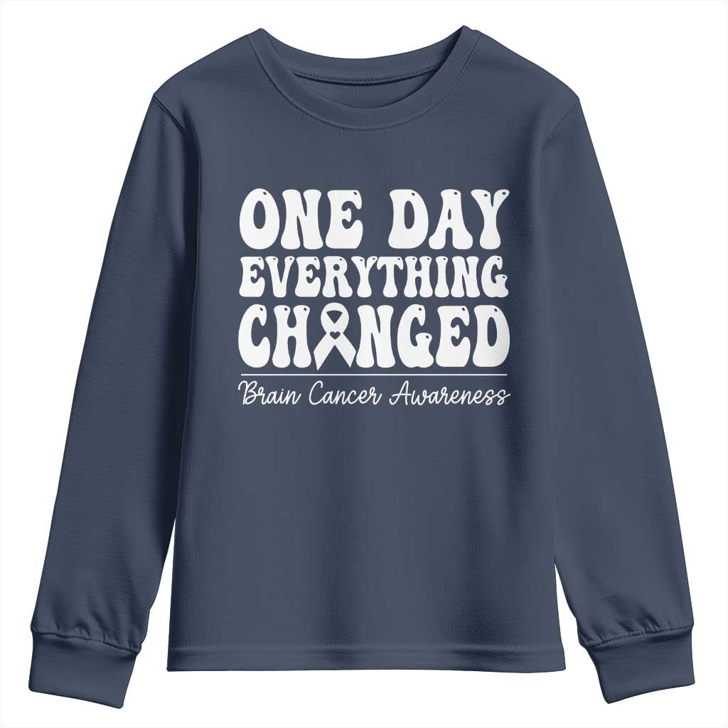Brain Cancer Support Youth Sweatshirt Fight Brain Tumor Cure Groovy