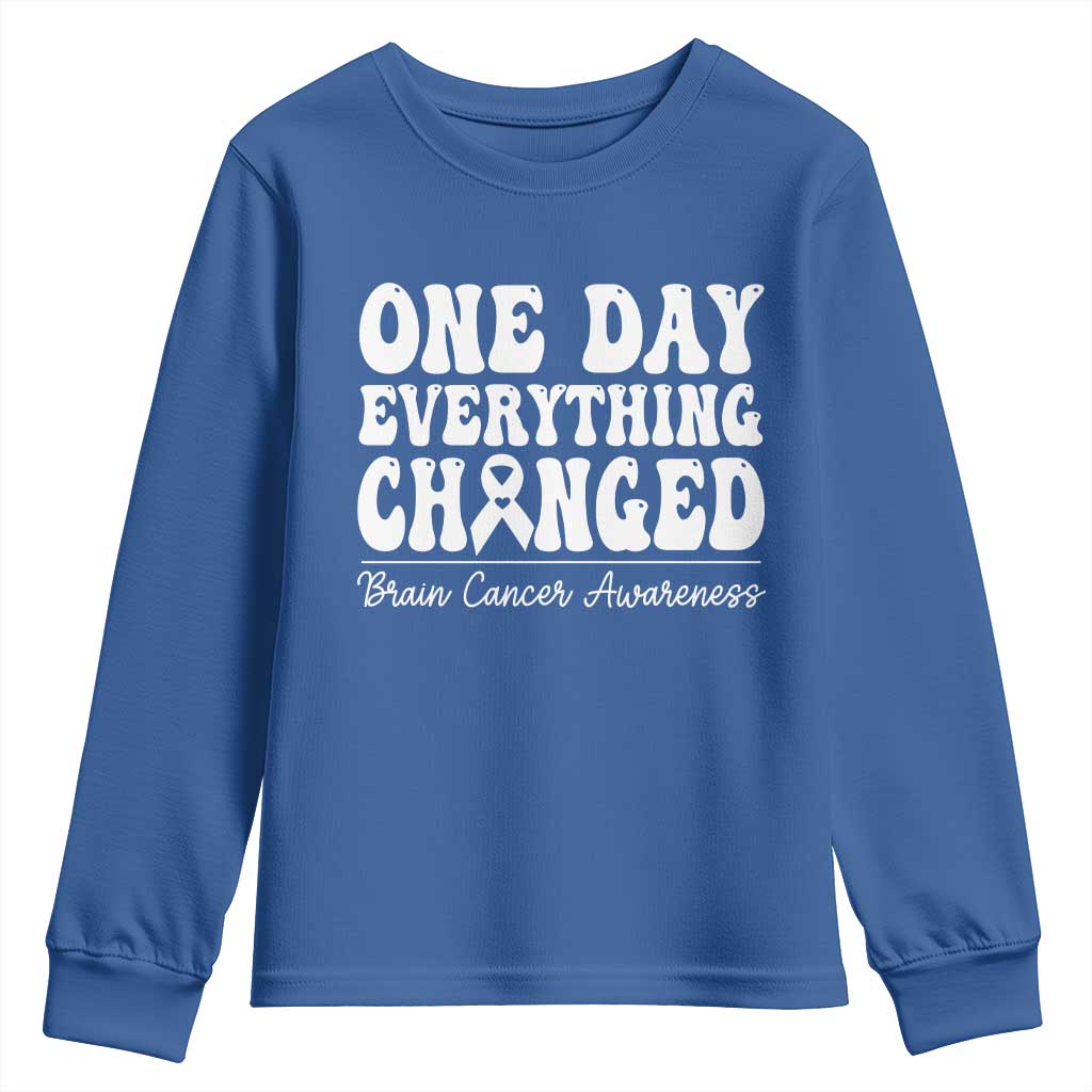 Brain Cancer Support Youth Sweatshirt Fight Brain Tumor Cure Groovy