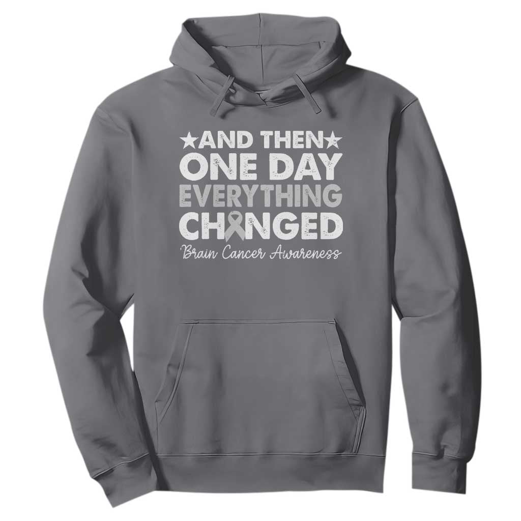 Brain Cancer Support Hoodie Retro Fight Brain Tumor Cure Gray Ribbon