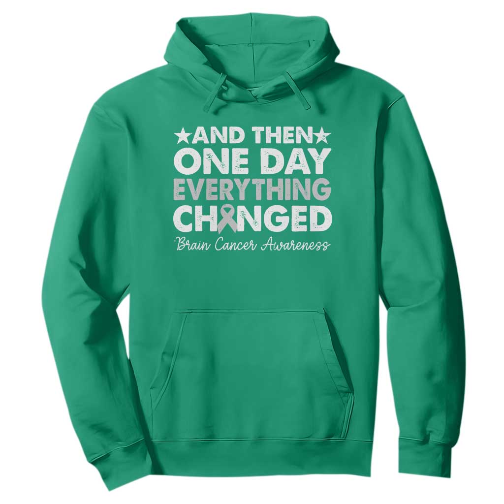 Brain Cancer Support Hoodie Retro Fight Brain Tumor Cure Gray Ribbon