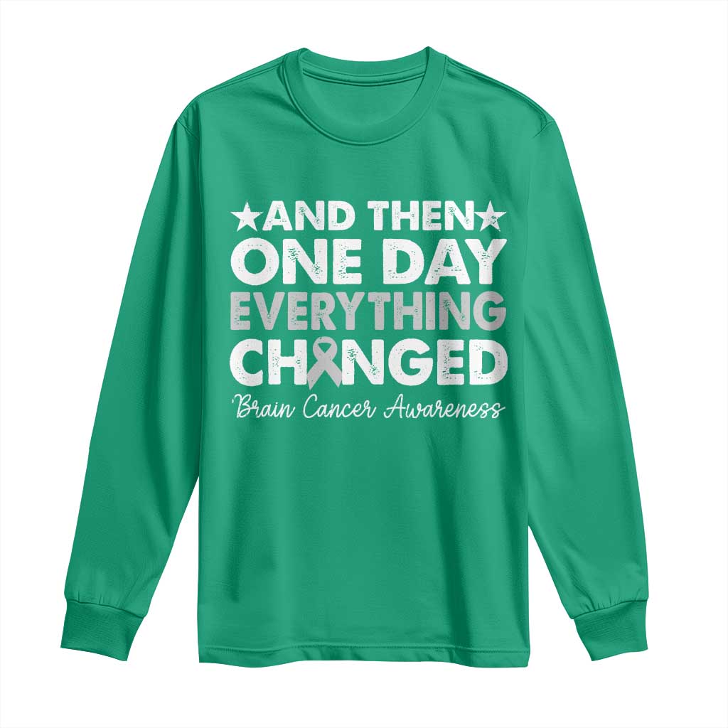 Brain Cancer Support Long Sleeve Shirt Retro Fight Brain Tumor Cure Gray Ribbon