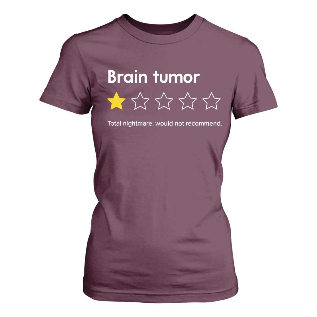 Brain Tumor T Shirt For Women One Star Would Not Recommend Brain Cancer Support