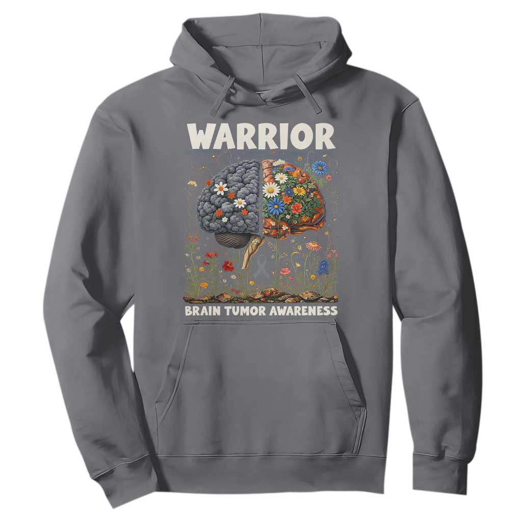 Brain Tumor Warrior Hoodie Gray Ribbon Brain Cancer Support