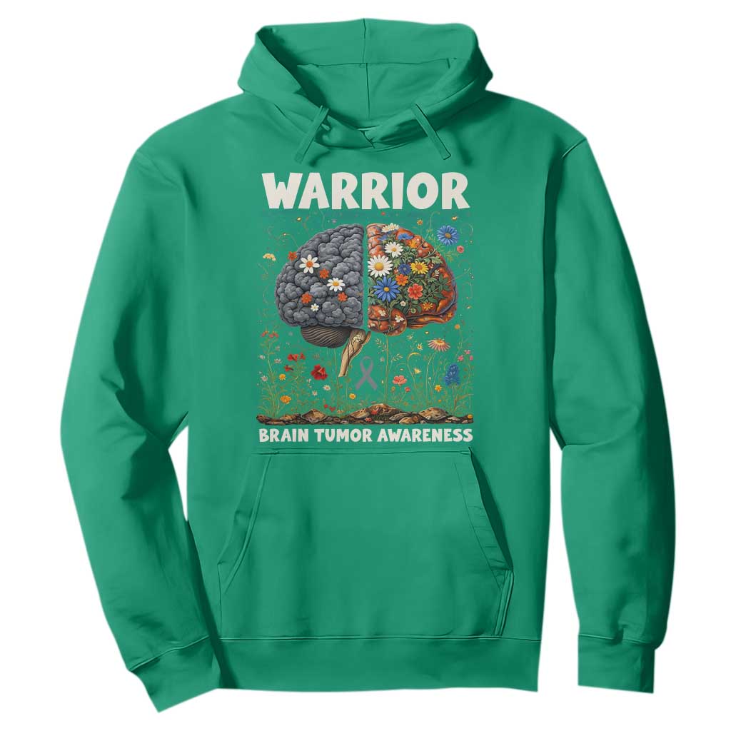 Brain Tumor Warrior Hoodie Gray Ribbon Brain Cancer Support