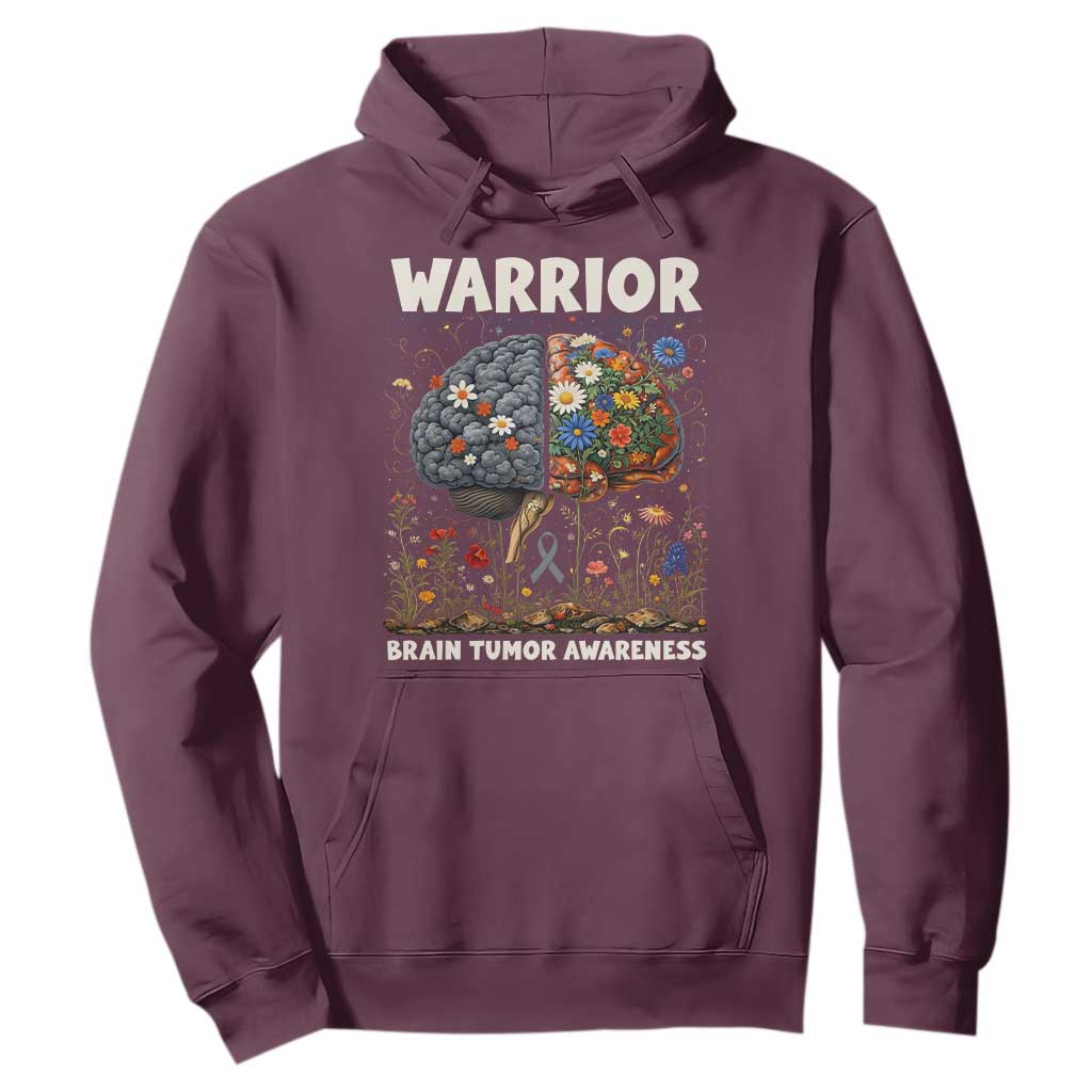 Brain Tumor Warrior Hoodie Gray Ribbon Brain Cancer Support