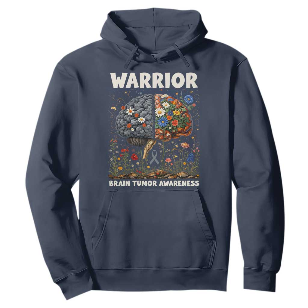 Brain Tumor Warrior Hoodie Gray Ribbon Brain Cancer Support