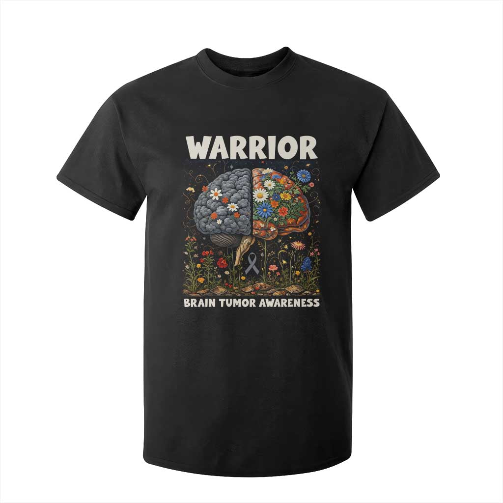 Brain Tumor Warrior T Shirt For Kid Gray Ribbon Brain Cancer Support