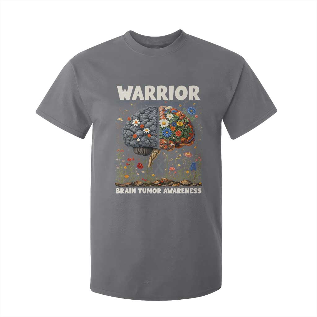 Brain Tumor Warrior T Shirt For Kid Gray Ribbon Brain Cancer Support