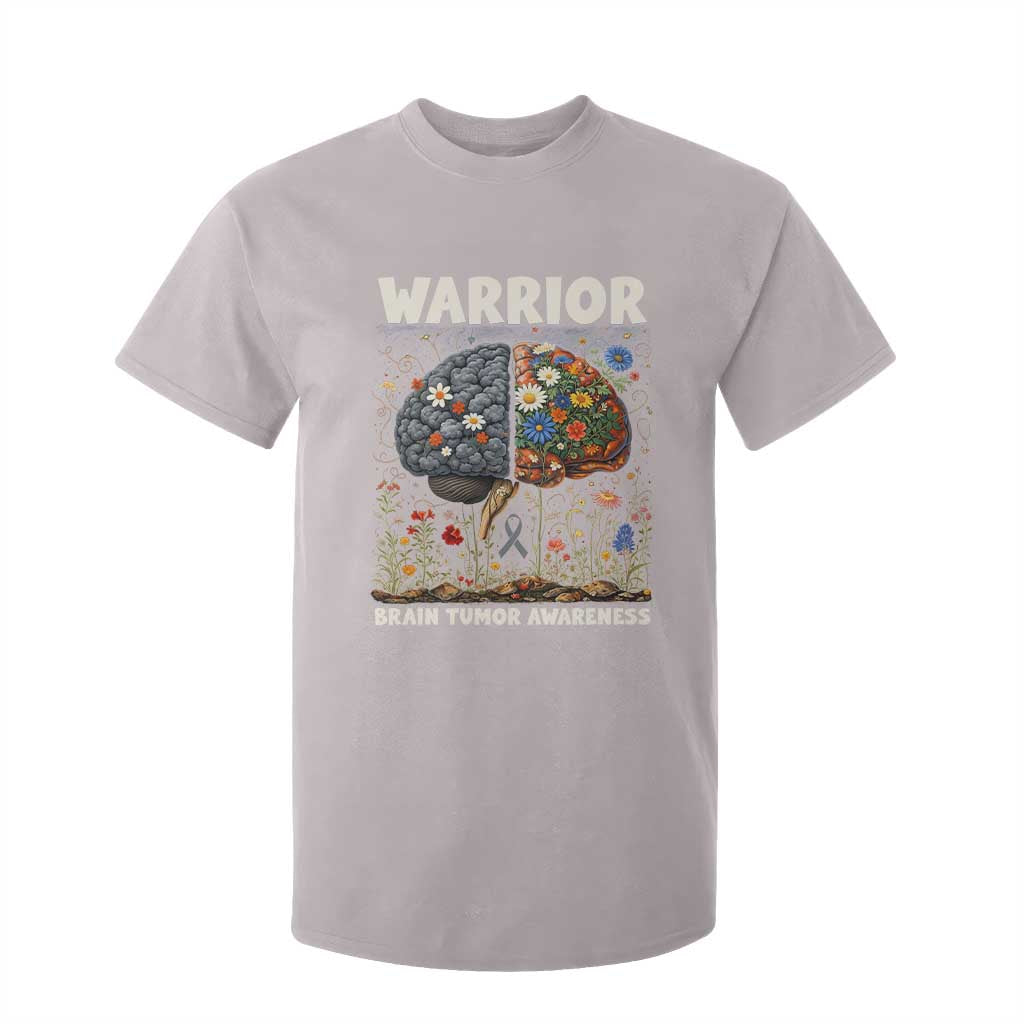 Brain Tumor Warrior T Shirt For Kid Gray Ribbon Brain Cancer Support