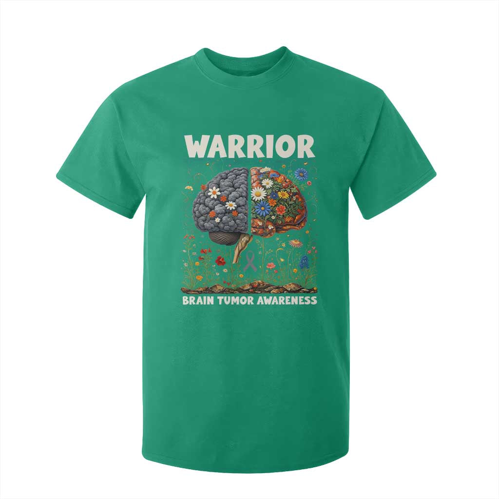 Brain Tumor Warrior T Shirt For Kid Gray Ribbon Brain Cancer Support