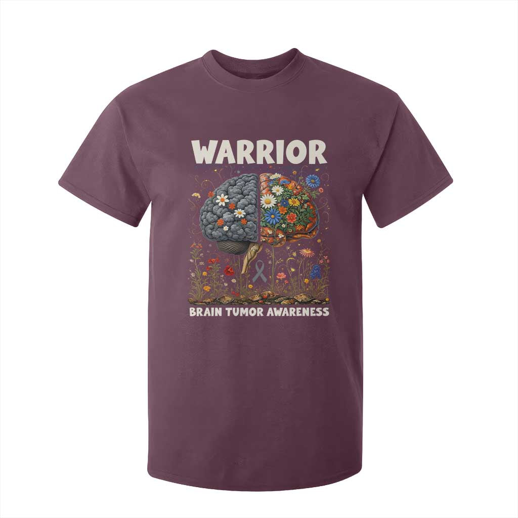 Brain Tumor Warrior T Shirt For Kid Gray Ribbon Brain Cancer Support