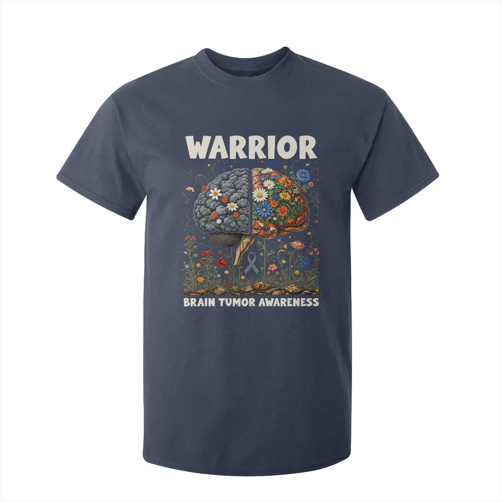 Brain Tumor Warrior T Shirt For Kid Gray Ribbon Brain Cancer Support