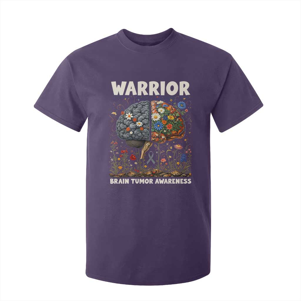 Brain Tumor Warrior T Shirt For Kid Gray Ribbon Brain Cancer Support