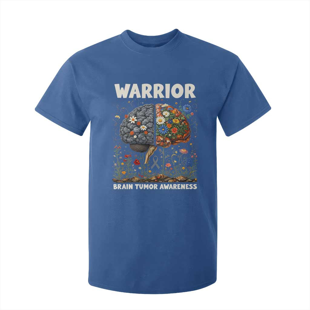 Brain Tumor Warrior T Shirt For Kid Gray Ribbon Brain Cancer Support