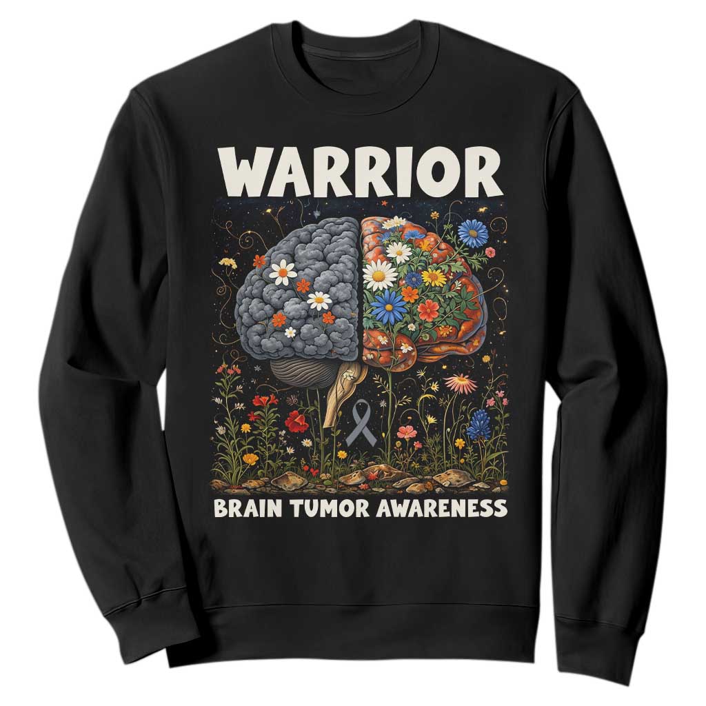 Brain Tumor Warrior Sweatshirt Gray Ribbon Brain Cancer Support