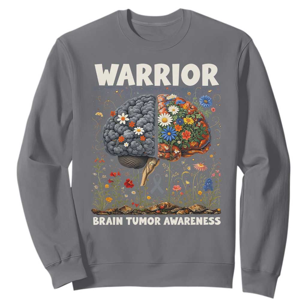 Brain Tumor Warrior Sweatshirt Gray Ribbon Brain Cancer Support