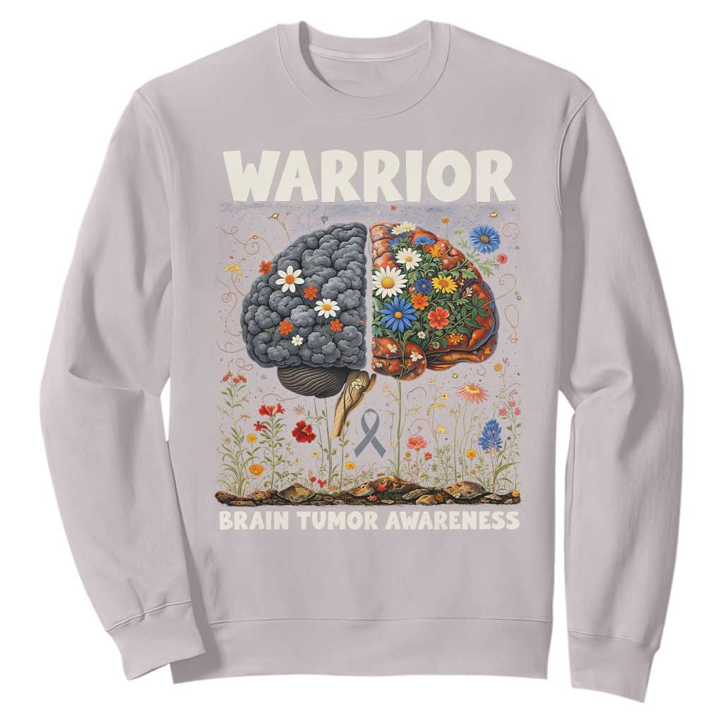 Brain Tumor Warrior Sweatshirt Gray Ribbon Brain Cancer Support