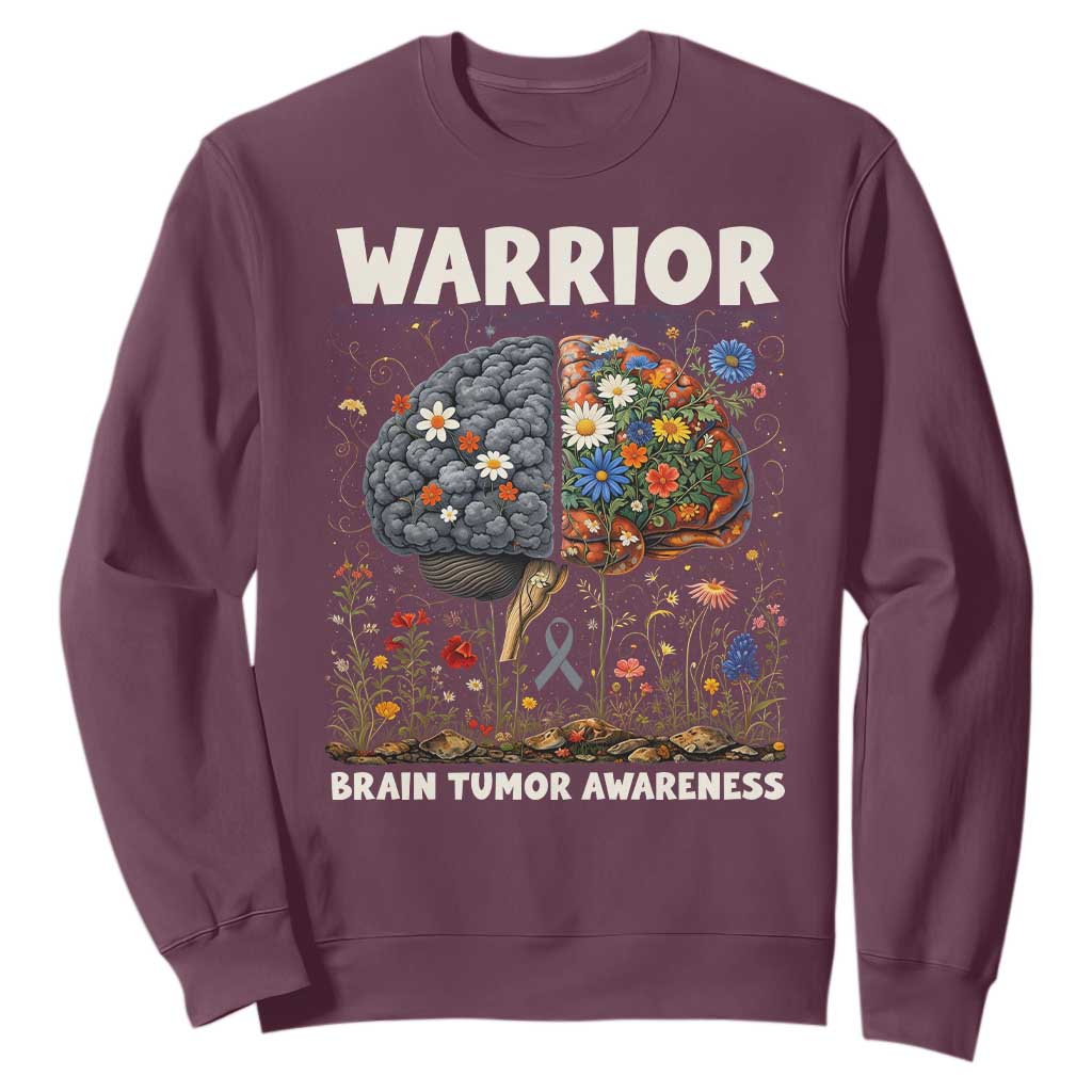 Brain Tumor Warrior Sweatshirt Gray Ribbon Brain Cancer Support