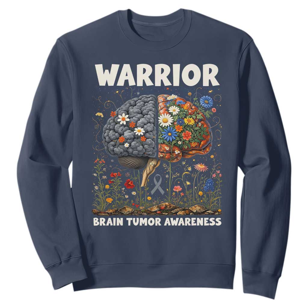 Brain Tumor Warrior Sweatshirt Gray Ribbon Brain Cancer Support