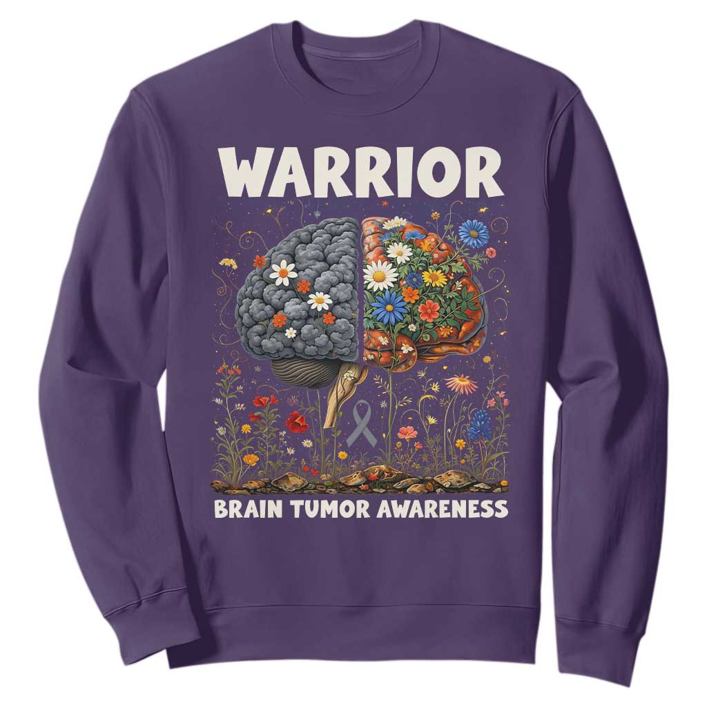 Brain Tumor Warrior Sweatshirt Gray Ribbon Brain Cancer Support