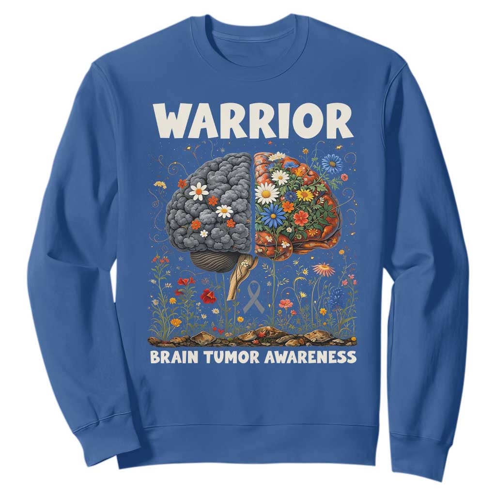 Brain Tumor Warrior Sweatshirt Gray Ribbon Brain Cancer Support
