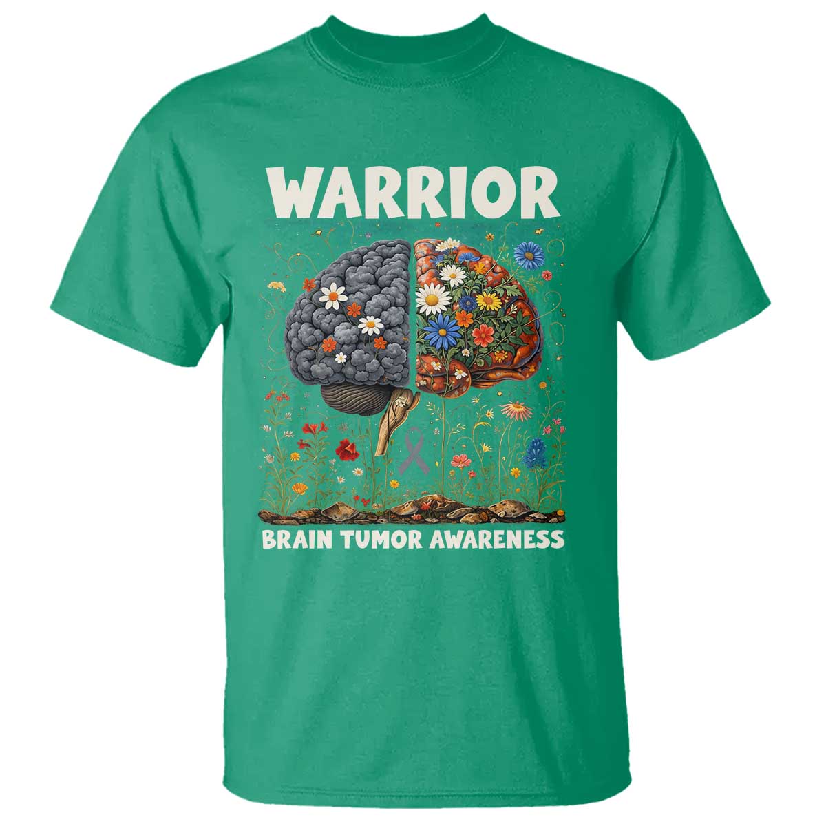Brain Tumor Warrior T Shirt Gray Ribbon Brain Cancer Support