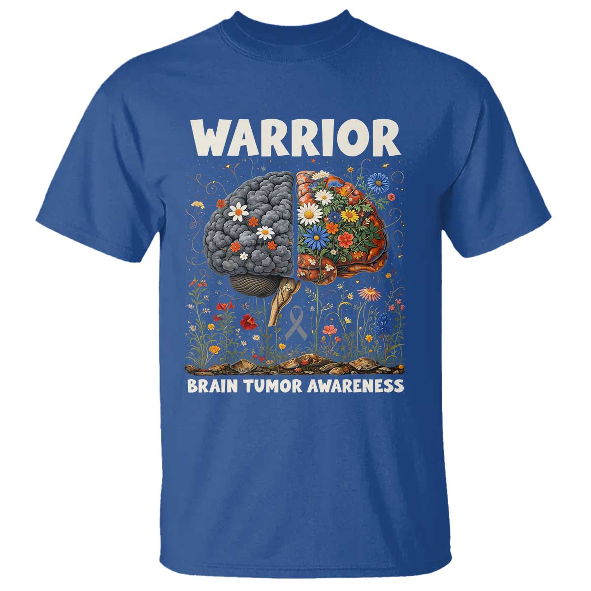 Brain Tumor Warrior T Shirt Gray Ribbon Brain Cancer Support