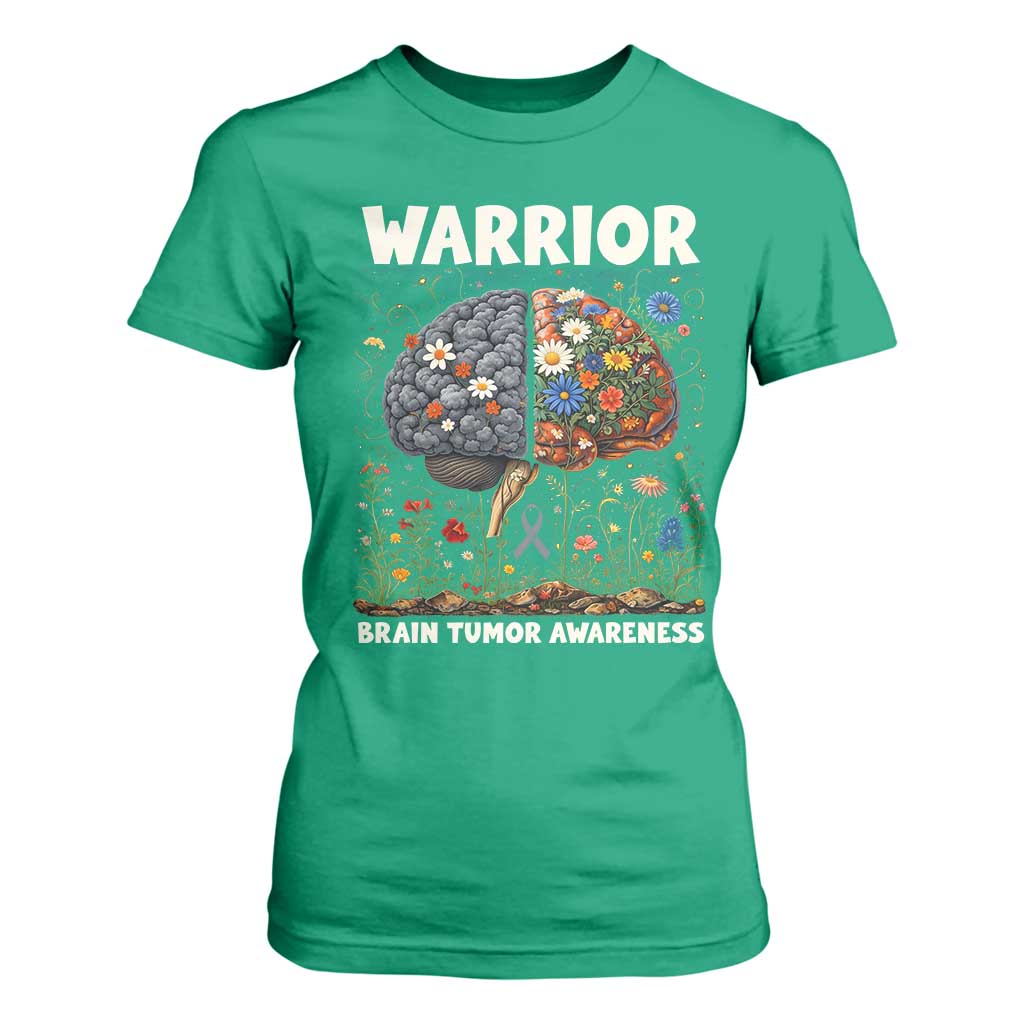 Brain Tumor Warrior T Shirt For Women Gray Ribbon Brain Cancer Support