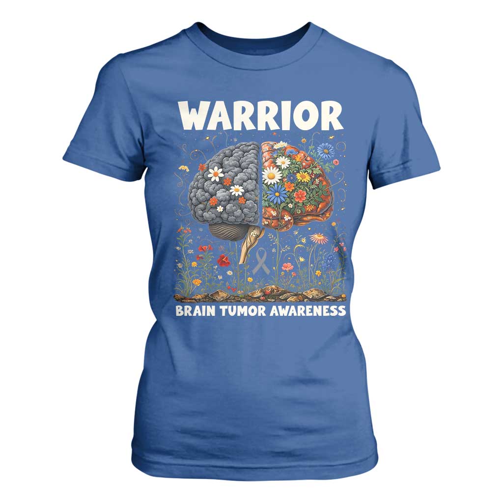Brain Tumor Warrior T Shirt For Women Gray Ribbon Brain Cancer Support
