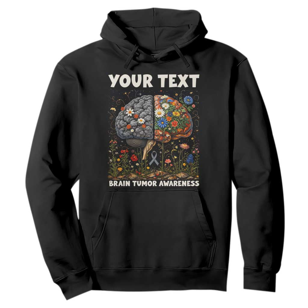 Personalized Brain Tumor Warrior Hoodie Custom Name Gray Ribbon Brain Cancer Support