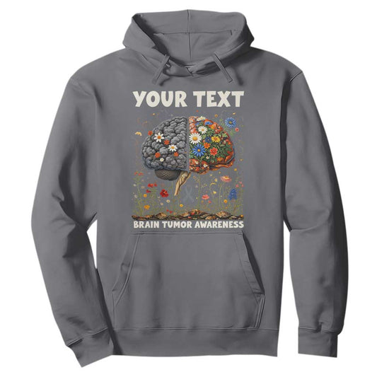 Personalized Brain Tumor Warrior Hoodie Custom Name Gray Ribbon Brain Cancer Support