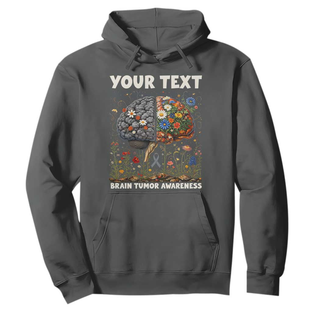 Personalized Brain Tumor Warrior Hoodie Custom Name Gray Ribbon Brain Cancer Support