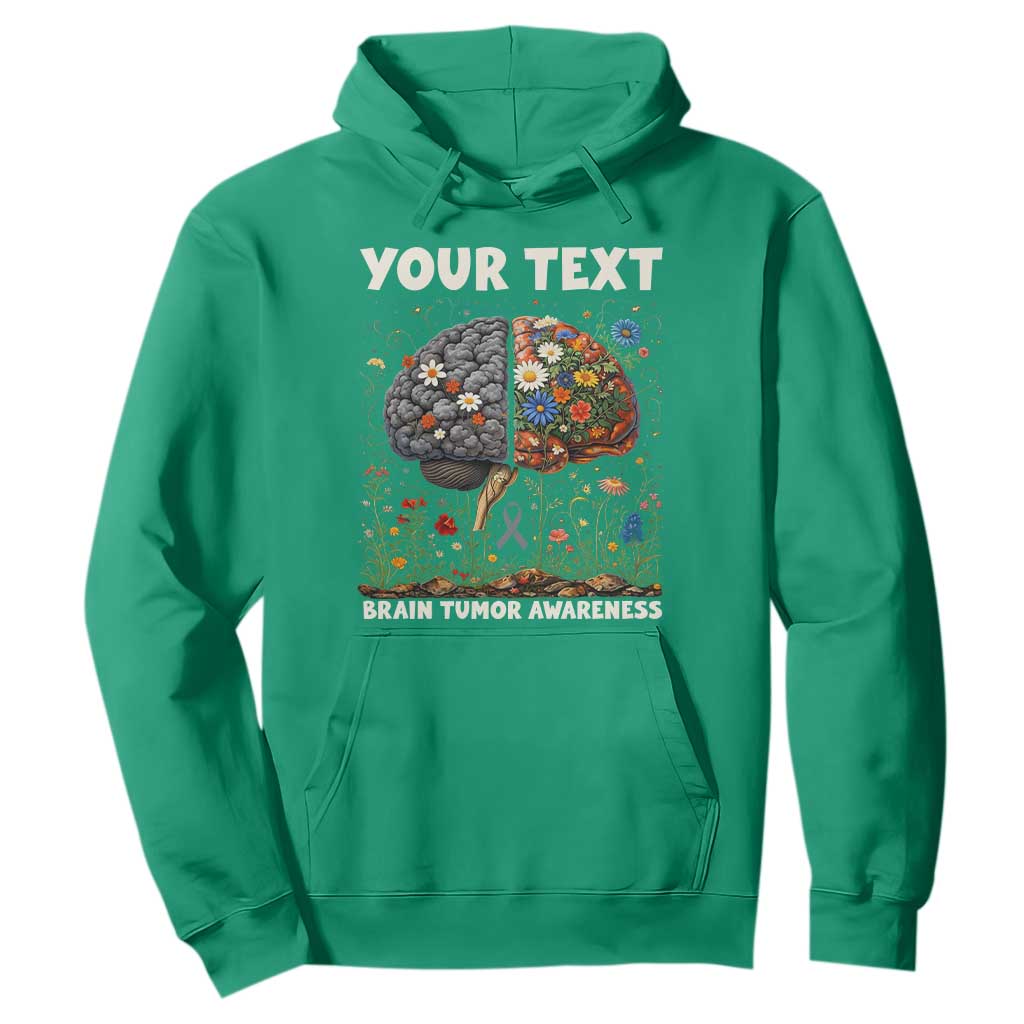Personalized Brain Tumor Warrior Hoodie Custom Name Gray Ribbon Brain Cancer Support