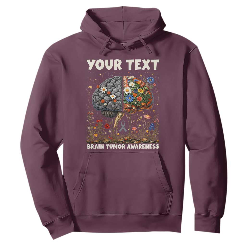 Personalized Brain Tumor Warrior Hoodie Custom Name Gray Ribbon Brain Cancer Support