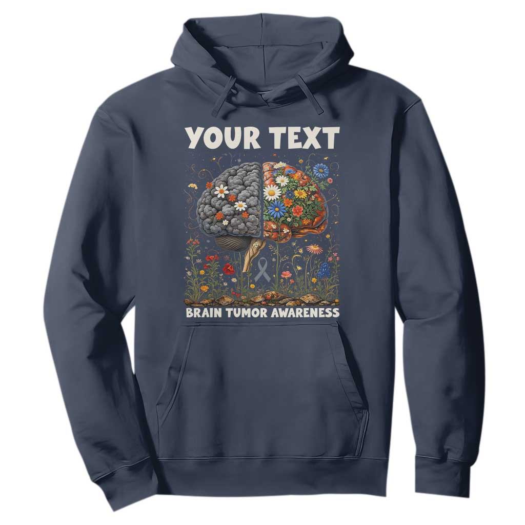 Personalized Brain Tumor Warrior Hoodie Custom Name Gray Ribbon Brain Cancer Support