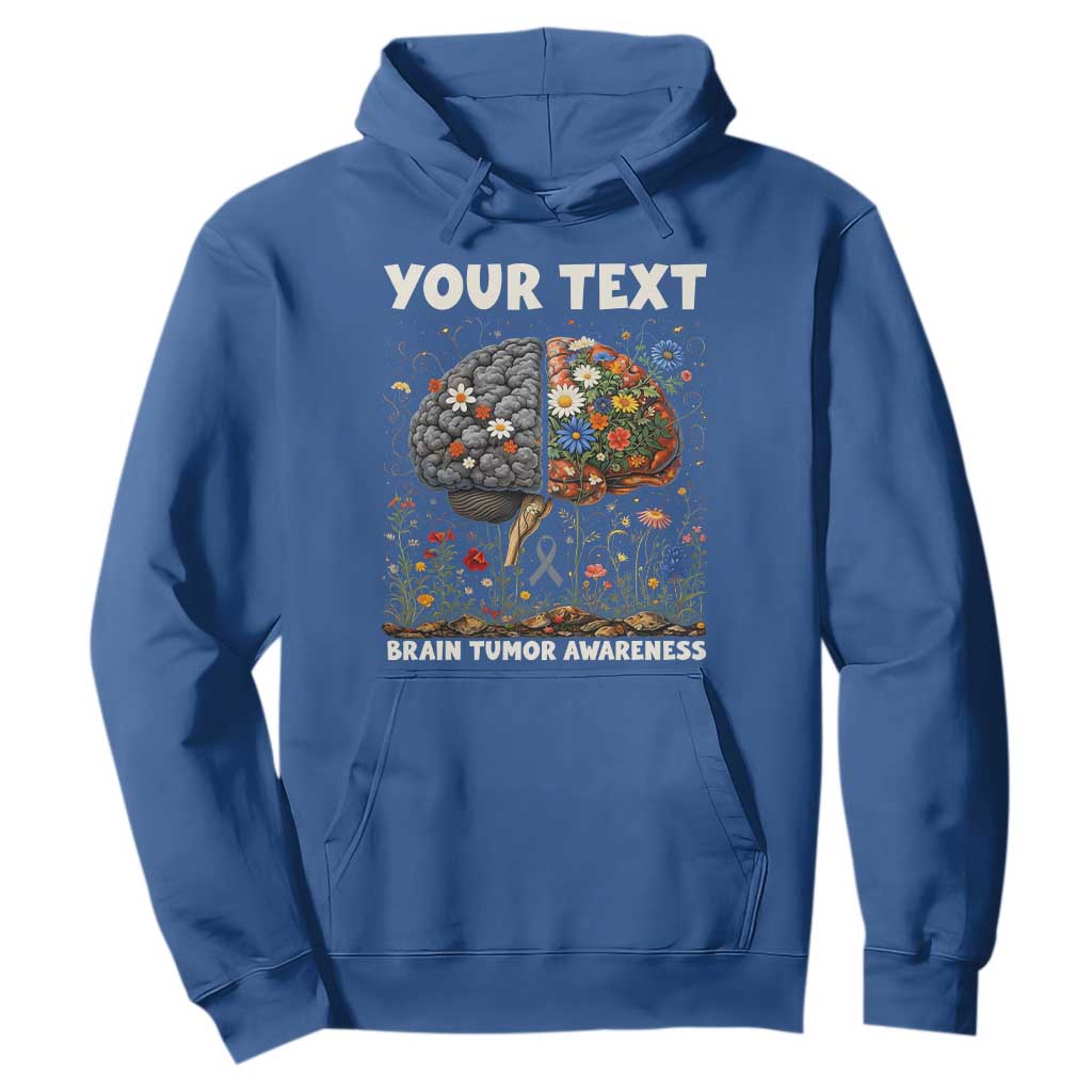 Personalized Brain Tumor Warrior Hoodie Custom Name Gray Ribbon Brain Cancer Support