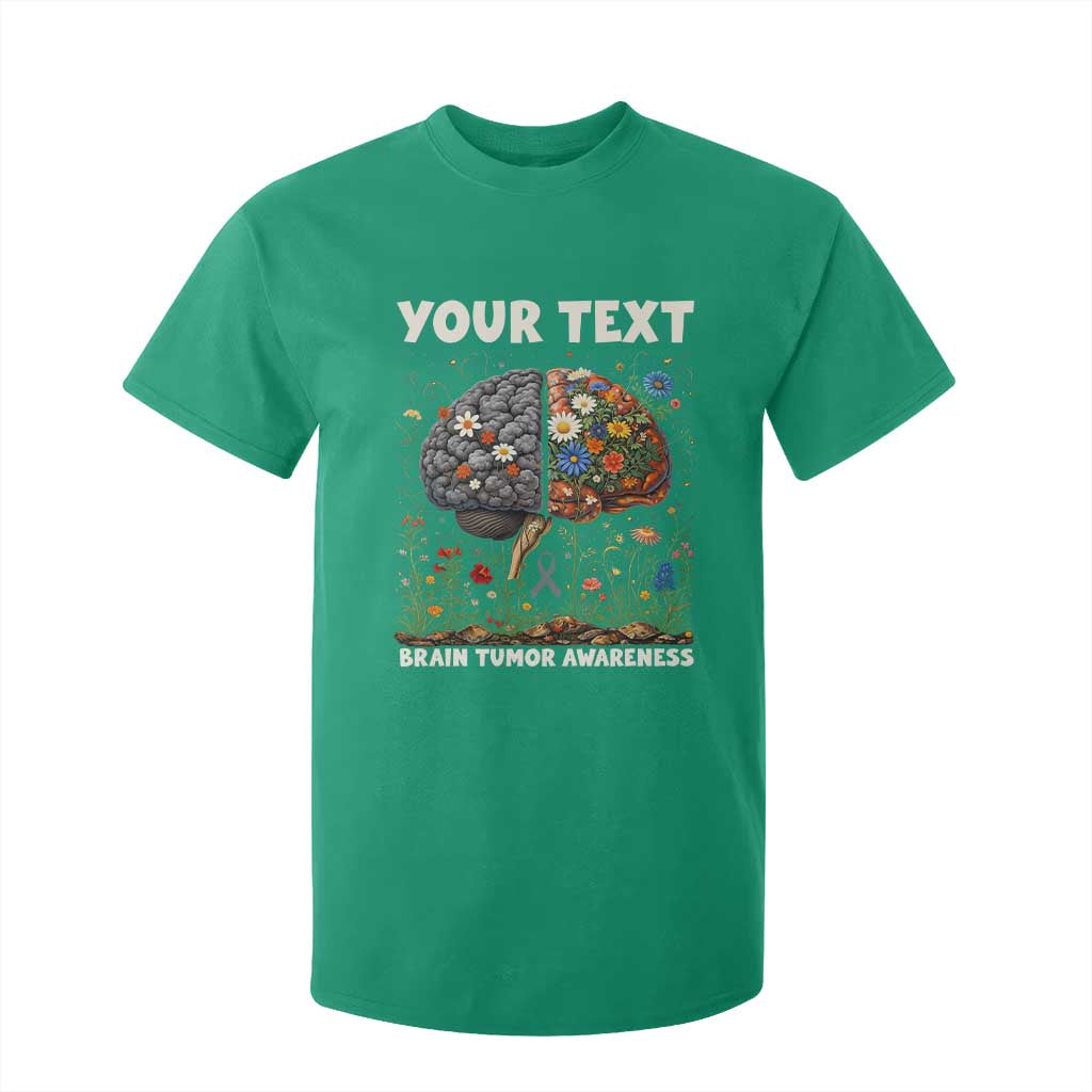 Personalized Brain Tumor Warrior T Shirt For Kid Custom Name Gray Ribbon Brain Cancer Support