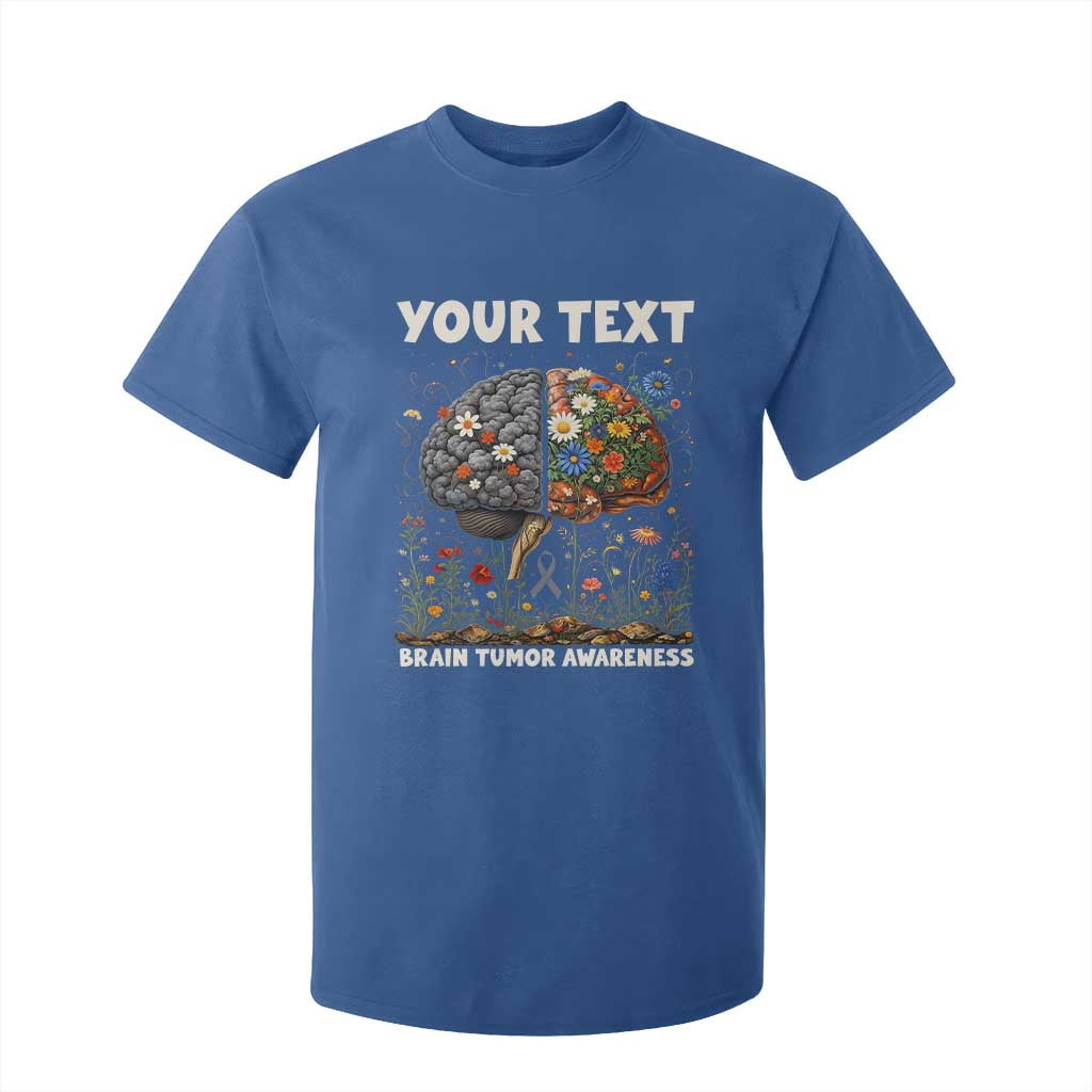 Personalized Brain Tumor Warrior T Shirt For Kid Custom Name Gray Ribbon Brain Cancer Support