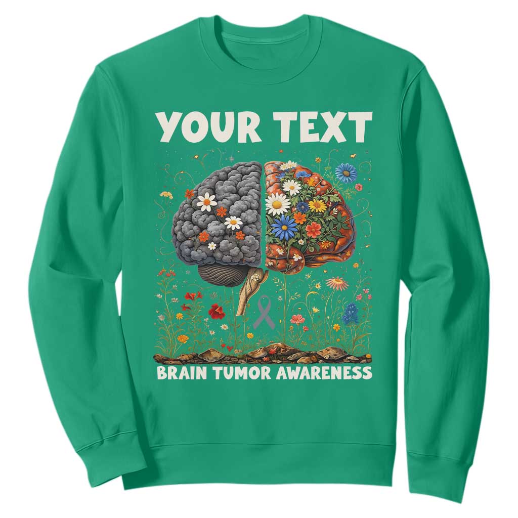 Personalized Brain Tumor Warrior Sweatshirt Custom Name Gray Ribbon Brain Cancer Support