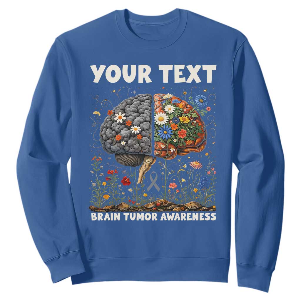Personalized Brain Tumor Warrior Sweatshirt Custom Name Gray Ribbon Brain Cancer Support