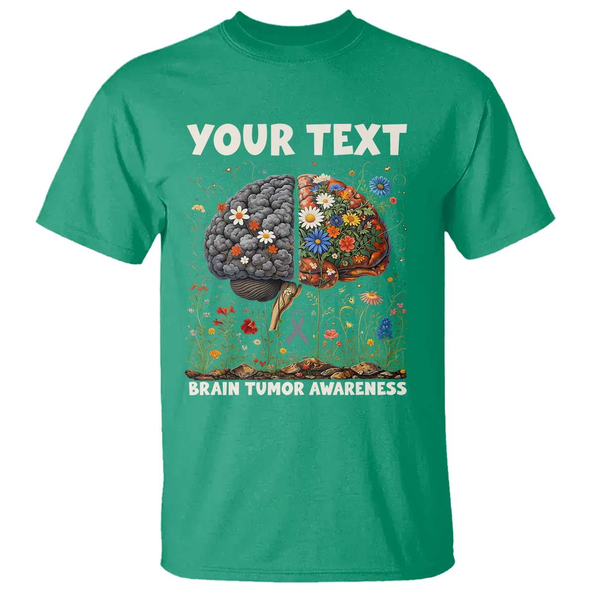 Personalized Brain Tumor Warrior T Shirt Custom Name Gray Ribbon Brain Cancer Support