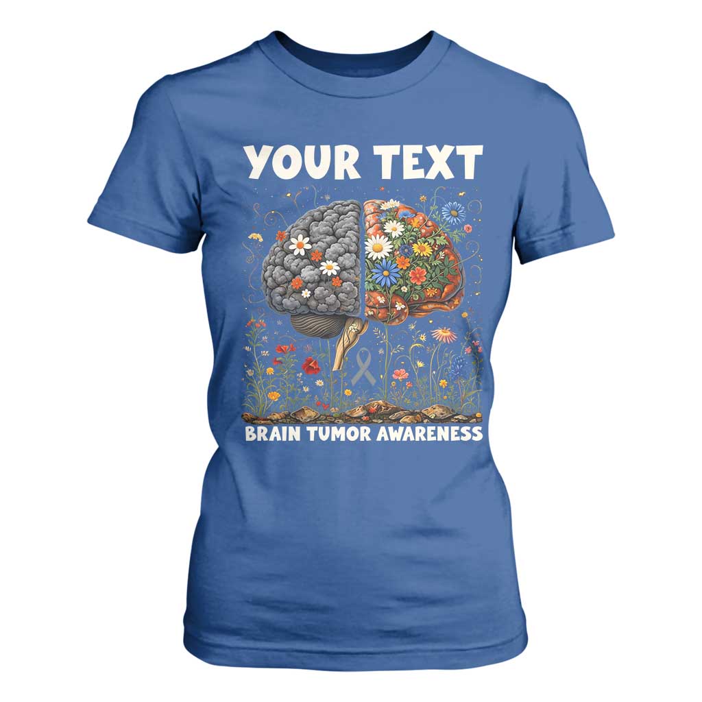 Personalized Brain Tumor Warrior T Shirt For Women Custom Name Gray Ribbon Brain Cancer Support