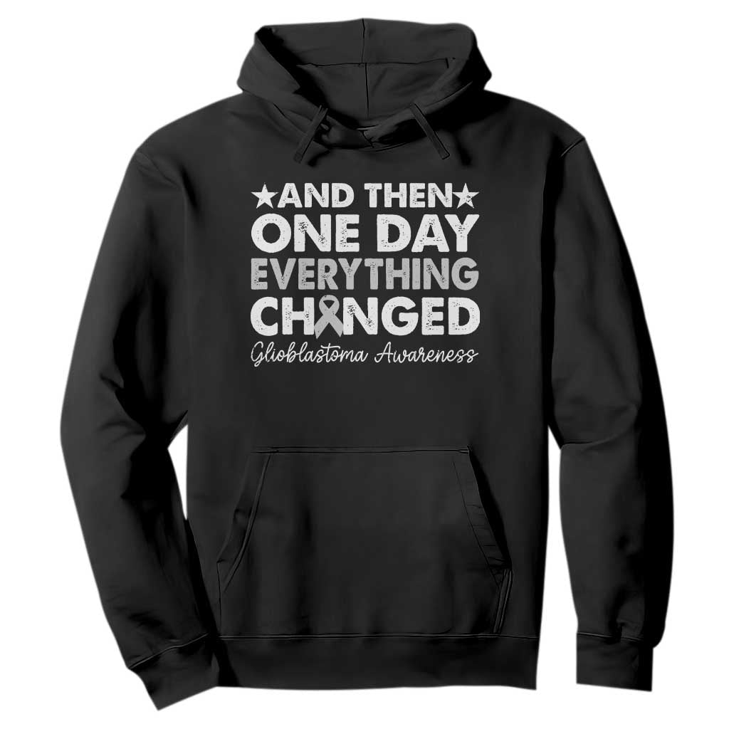 Glioblastoma Support Hoodie Retro Fight Brain Tumor Cure Gray Ribbon