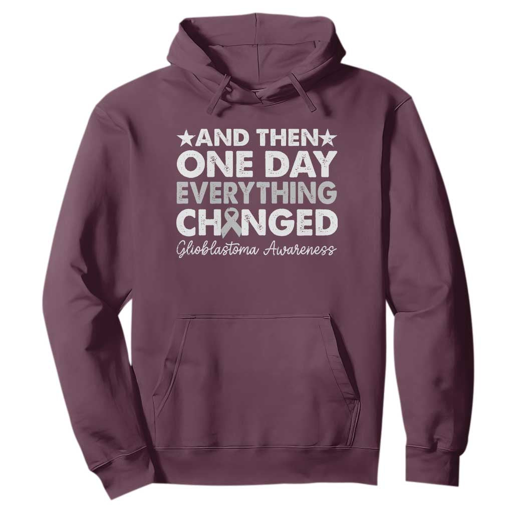 Glioblastoma Support Hoodie Retro Fight Brain Tumor Cure Gray Ribbon