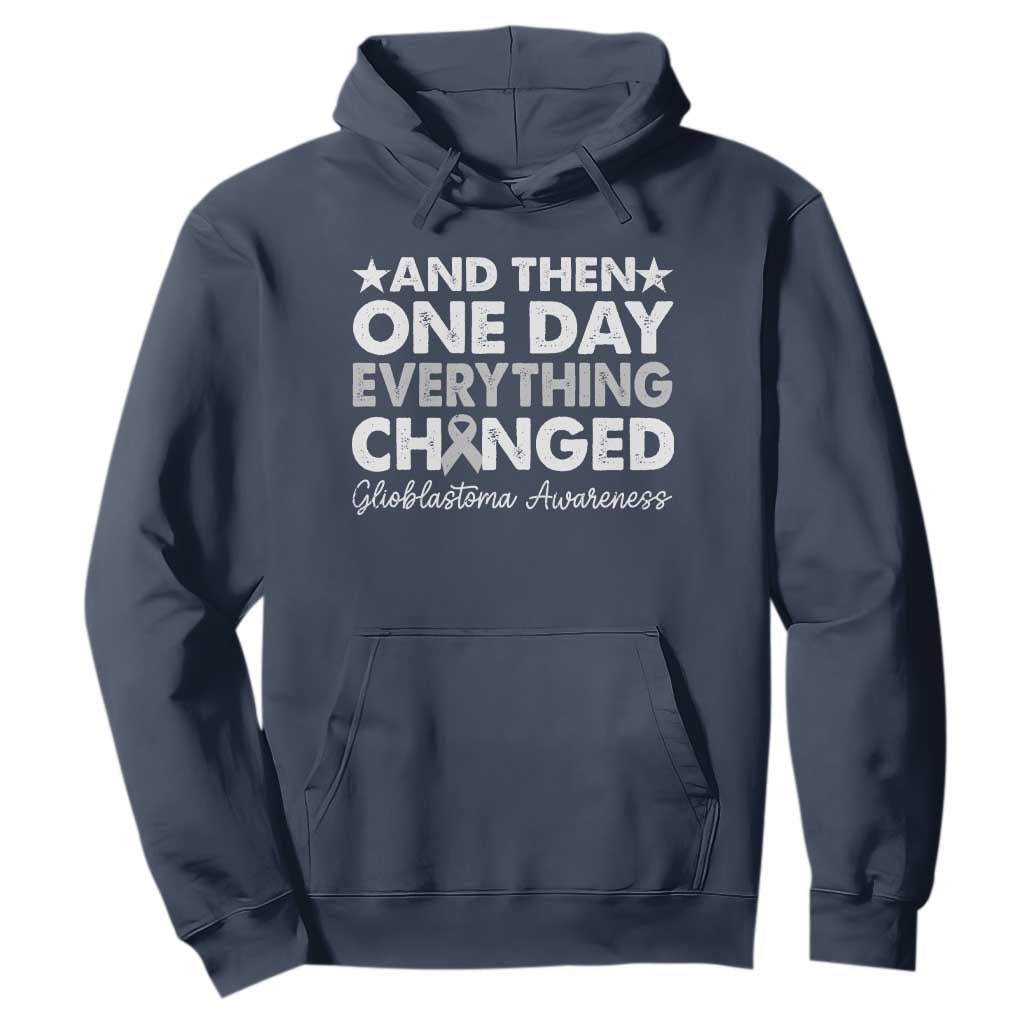 Glioblastoma Support Hoodie Retro Fight Brain Tumor Cure Gray Ribbon