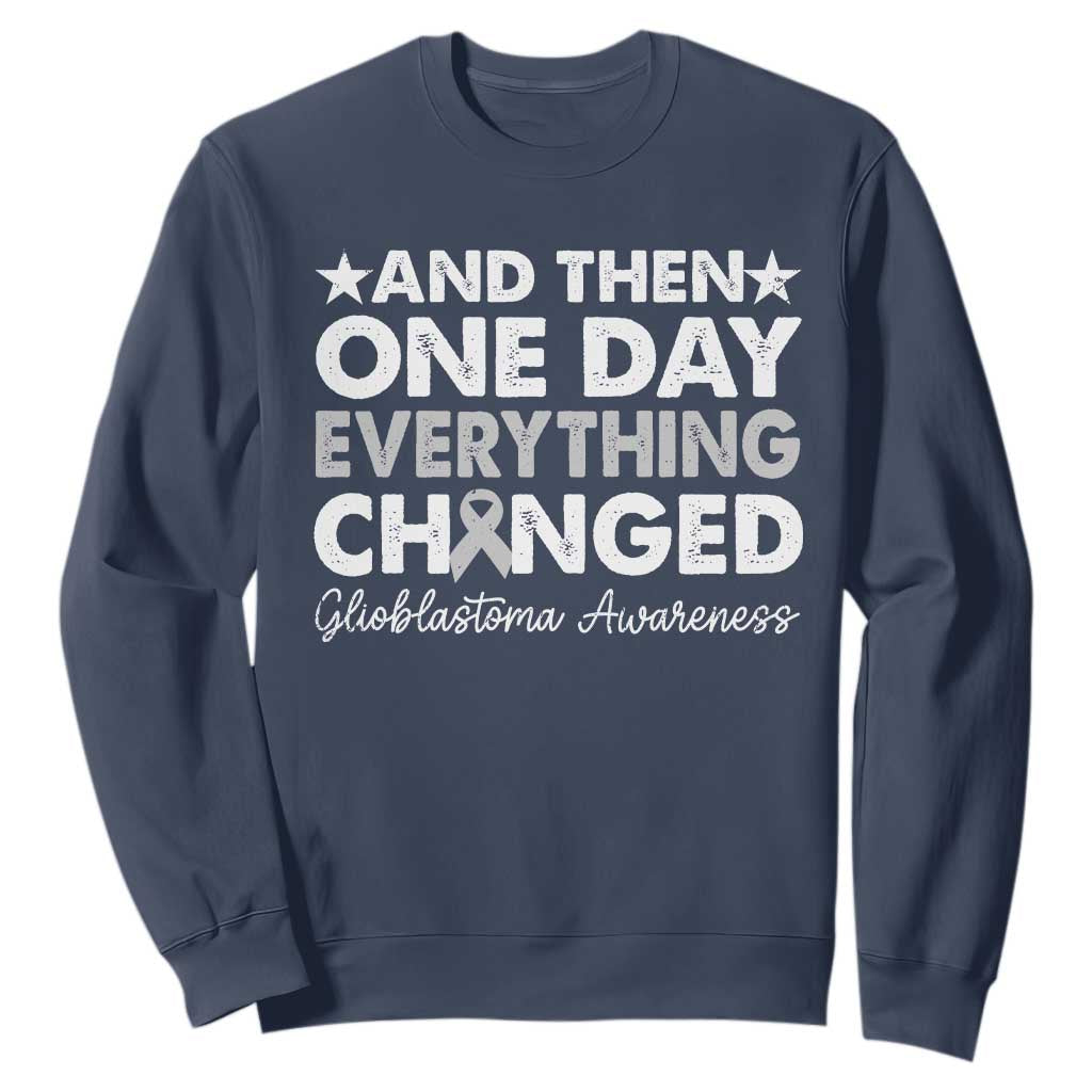 Glioblastoma Support Sweatshirt Retro Fight Brain Tumor Cure Gray Ribbon